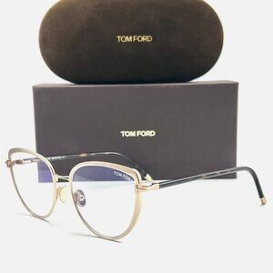Tom Ford Gold Frame with Tortoiseshell Temples Women's Optical Glasses